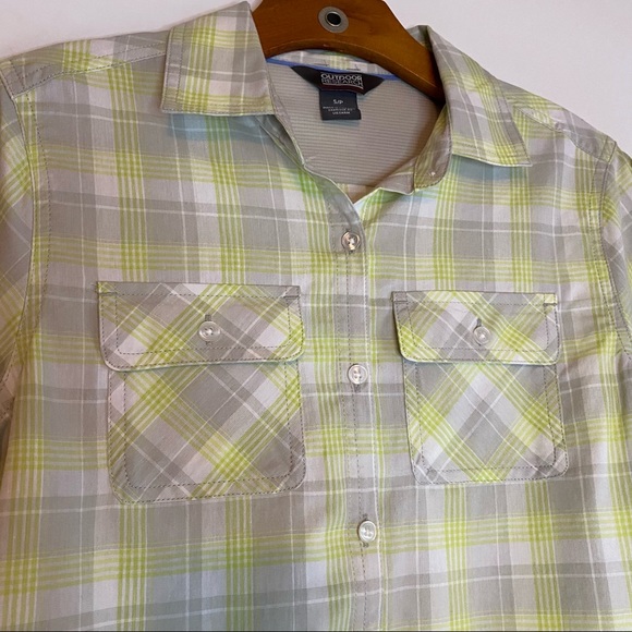 Outdoor Research Button Front Plaid Shirt Green Gray Lightweight Size S - Picture 3 of 8